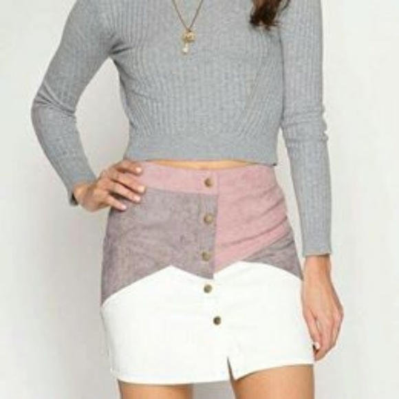 COLOR BLOCK BUTTON CORDUROY MINI SKIRT in black - Picture 4 of 4
